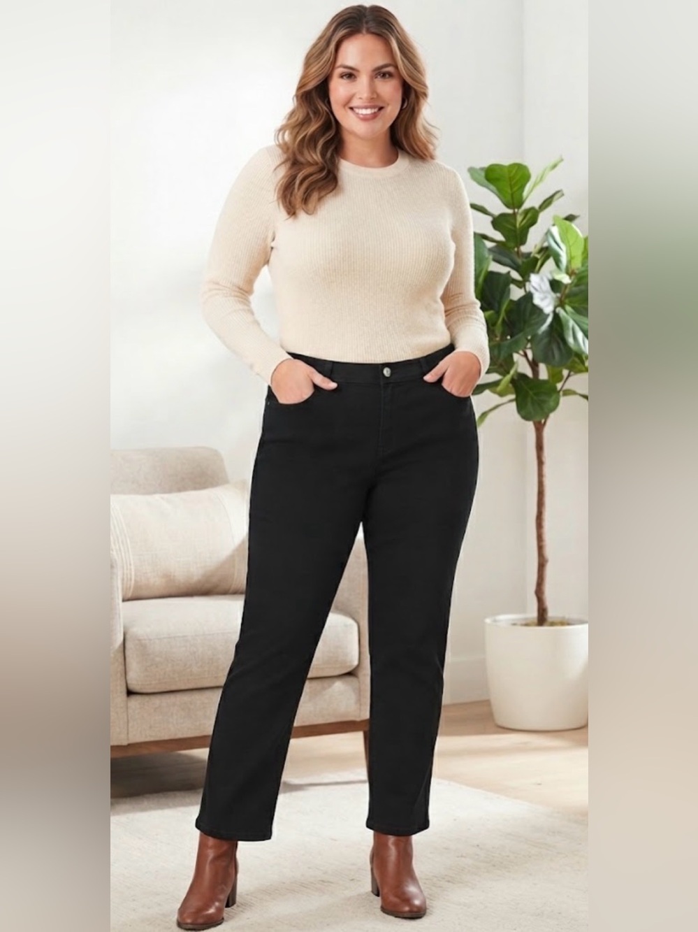 Gloria Vanderbilt Amanda Women’s 16W Short Black Jeans – Classic Fit